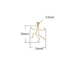 Golden Brass Pendants Cabochon Setting, Human, Golden, 24x24mm, Hole: 3.5mm