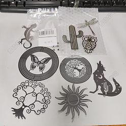 Нержавеющая Сталь Цвет 9 шт. 9 стили 201 соединительные элементы из нержавеющей стали, гравированные металлические украшения, разнообразные, не тускнеет, цвет нержавеющей стали, 80~100x73~100x0.3 мм, отверстие : 1.8~2 мм, 1 шт / стиль