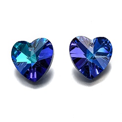 Blue Romantic Valentines Ideas Glass Charms, Faceted Heart Pendants, Blue, 18x18x10mm, Hole: 1mm