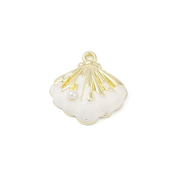 Белый Подвески из эмали и сплава, с abs имитационными жемчужными бусинами , стойки покрытие, без кадмия, без никеля и без свинца, шарм из ракушек, золотые, белые, 16.5x16.5x6.5 мм, отверстие : 1.4 мм