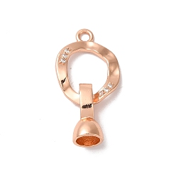 Розовое Золото Реечное покрытие латунь микро паве прозрачный кубический цирконий складные застежки, без кадмия и без свинца, долговечный, розовое золото , 27 мм, отверстие : 4.5 мм