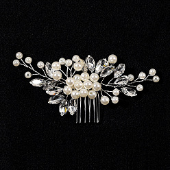 Silver comb Bridal Headpiece with Crystal Accessories for Wedding Photoshoot - Pearl Water Diamond.