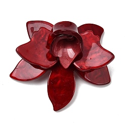 Темно-Красный Подвески из ацетата целлюлозы (смолы), цветочный шарм, темно-красный, 43x48x19 мм, отверстие : 2 мм