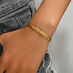 Золотой 201 плетеный браслет-цепочка из нержавеющей стали, многопрядный браслет, золотые, 6-7/8 дюйм (17.5 см)