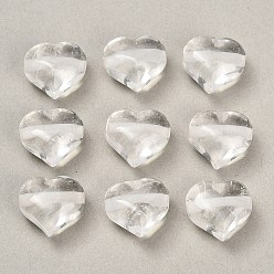 Quartz Crystal Natural Quartz Crystal Beads, Rock Crystal, Heart, 13~14x14~15x8~9mm, Hole: 1.6~1.8mm