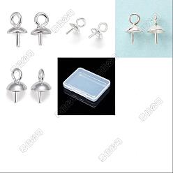 Mixed Color 40Pcs 4 Styles 304 Stainless Steel Cup Pearl Peg Bails Pin Pendants, For Half Drilled Beads, Mixed Color, 6.5~8.5x4~5mm, Hole: 1.5~2mm, 10pcs/style