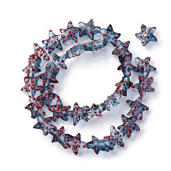 Прусский Синий Бусы лэмпворк ручной работы, звезда в горошек, берлинская лазурь, 13~14.5x15~15.5x6.5~7 мм, отверстие : 1.2 мм, около 29~30 шт / нитка, 35.6~37.5 см