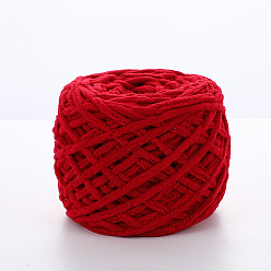 Red Soft Crocheting Polyester Yarn, Thick Knitting Yarn for Scarf, Bag, Cushion Making, Red, 6mm