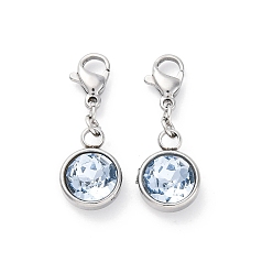 Свет Сапфира 304 из нержавеющей стали горный хрусталь подвески, застежка когтя омара, света сапфир, 27 мм