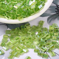 (TL258) Прозрачный Шартрезский AB Миюки тила бусины, японский бисер, 2-луночное, (TL 258) прозрачный шрифт ab, 5x5x1.9 мм, отверстие : 0.8 мм, Около 118 шт / 10 г