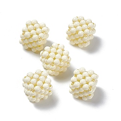 Light Yellow Handmade Opaque Plastic Woven Beads, No Hole Bead, Cube, Light Yellow, 15.5x15.5x15.5mm