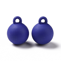 Midnight Blue Acrylic Pendants, Rubberized Style, Round, Midnight Blue, 20.5x16mm, Hole: 3mm