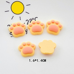 Gold Opaque Resin Decoden Cabochons, Cartoon Paw Print, Gold, 14x16mm