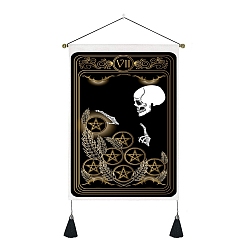 Skull Tarot Polyester Wall Hanging Tapestry, for Bedroom Living Room Decoration, Rectangle, Skull, Picture: 500x350mm