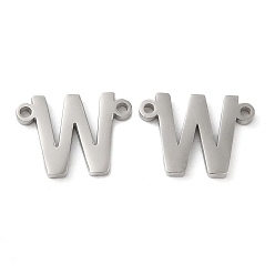 Letter W Non-Tarnish 304 Stainless Steel Connector Charms, Letter, Letter W, 10x13.5x1.5mm, Hole: 1.2mm