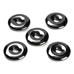 Черный Камень Синтетические черные каменные подвески, подвески в виде пончиков/пи-дисков, 30x6.5 мм, отверстие : 7.5 мм
