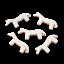 Белый Синтетические бирюзовые бусины, лошадь, окрашенные, белые, 12.5~13x28.5~29x4~4.5 мм, отверстие : 1.2 мм