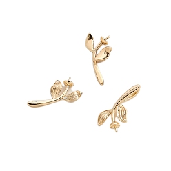 Golden Brass Leaf Pins, for Baroque Pearl Making, Golden, 21mm