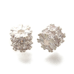 Серебро Покрытие стойки латунь микропаве прозрачные кубические циркониевые бусины, долговечный, без свинца и без кадмия, колонка, серебряные, 6x5 мм, отверстие : 1.3 мм