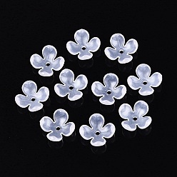 Clear 4-Petal Transparent Acrylic Bead Caps, Flower, Clear, 12x12x4.5mm, Hole: 1.5mm.