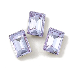 Фиолетовый Стеклянные стразы кабошоны, плоская задняя и задняя, граненые, прямоугольные, фиолетовые, 6x4x2.5 мм