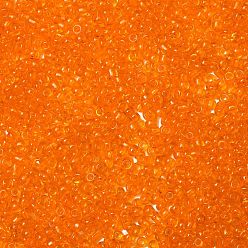 Orange Glass Seed Beads, Transparent, Round, Orange, 6/0, 4mm, Hole: 1.5mm, about 4500 beads/pound