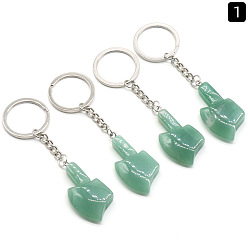 Green Aventurine Green Aventurine  Keychain, with Matel Finding, Cute Axe Bag Pendant, 10~11cm