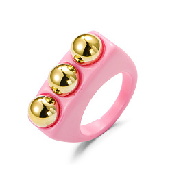 02 Pink G-549 Cute Colorful Acrylic Couple Rings - Geometric Resin Ring, Lovely Hand Jewelry for Women.