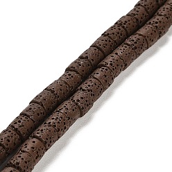 Кокосово-Коричневый Бусы из натуральной лавы, колонка, окрашенные, кокосового коричневый, 6~6.5x6~6.5 мм, отверстие : 1.4 мм, около 62 шт / нитка, 15.75 дюйм (40 см)