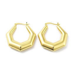 Polygon Real 18K Gold Plated Brass Hoop Earrings, Polygon, 44.5x8x40.5mm