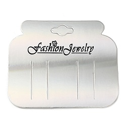 Silver Cardboard Hair Clip Display Cards, Rectangle with Word Fashion Jewelry, Silver, 7.5x9x0.04cm, Hole: 18.5x10mm