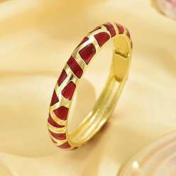 Red Enamel Stripe Bangle, Real 18K Gold Plated Zinc Alloy Hinged Bangle, Red, Inner Diameter: 2-3/8 inch(6cm)