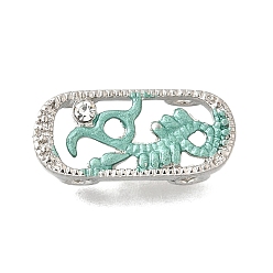 Аквамарин Латунные хрустальные стразы овальные со скелетом дракона многорядные звенья, Эмаль стиле, без кадмия и без свинца, стойки покрытие, платина, аквамарин, 9x20x5 мм, отверстие : 2 мм