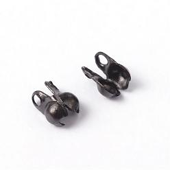 Black 304 Stainless Steel Bead Tips, Calotte Ends, Clamshell Knot Cover, Electrophoresis Black, 4x2mm, Hole: 1.2mm