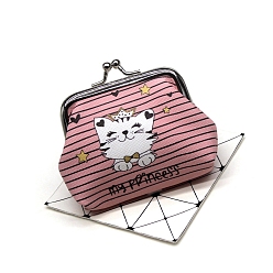 Pink Cute Cat PU Leather Wallets, Coin Purses, Change Purse with Platinum Tone Alloy Findings for Women & Girls, Pink, 7.5x9cm