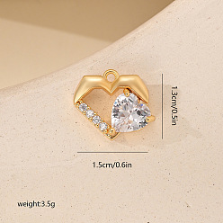 Сердце Микро проложить кубического циркония подвески, глоденские чары, сердце, 13x15 мм