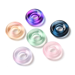 Mixed Color Transparent Glass European Beads, Large Hole, Flat Round, Mixed Color, 12x4mm, Hole: 5mm