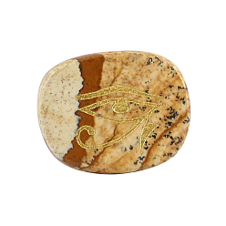 Picture Jasper Natural Picture Jasper Cabochons, Oval with Egyptian Eye of Ra/Re Pattern, Religion, 25x20x6.5mm
