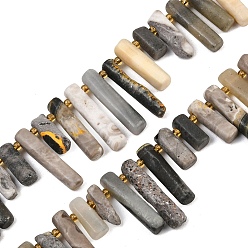 Bumblebee Jasper Натуральные бусины из яшмы шмеля, колонка, 11~36x6.5~7 мм, отверстие : 1~1.2 мм, около 40~42 шт / нитка, 15.35~15.75'' (39~40 см)