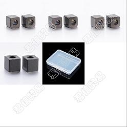 Electrophoresis Black 60Pcs 4 Style 304 Stainless Steel Beads, Cube, Electrophoresis Black, 2.5~6x2.5~6x2.5~6mm, Hole: 1.7~3mm, 15pcs/style