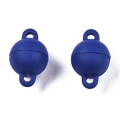 Морской Синий Магнитные застежки из сплава, окрашенного распылением, без кадмия, без никеля и без свинца, круглые, Marine Blue, 12x8x8 мм, отверстие : 1.4 мм