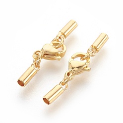 Golden 304 Stainless Steel Lobster Claw Clasps, with Cord Ends, Golden, 26mm, Hole: 2mm