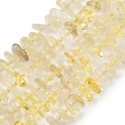 Quartz Citron Brins de perles de quartz citron naturel chauffées, nuggets, 7.5~13x6~13x2~5mm, Trou: 0.9mm, Environ 68~86 pcs/chapelet, 15.35~15.75'' (39~40 cm)