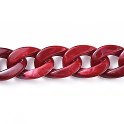 Red Acrylic Curb Chains, Unwelded, Red, 39.37 inch(100cm), Link: 29x21x6mm, 1m/strand