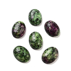 Джаспер Кунжут Окрашенная натуральная кунжутная яшма, имитация рубина в кабошонах цоизита, овальные, 16x12x5 мм