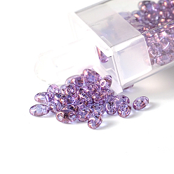 Violet Bleu 10g perles de verre tchèque transparentes, 2-trou, ovale, bleu violet, 5x2.5mm