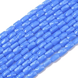 Васильковый Непрозрачное стекло бисер нитей, прямоугольные, граненые, васильковый, 7x4.5x3.5 мм, отверстие : 0.9 мм, около 79~80 шт / нитка, 21.65''~22.24'' (55~56.5 см)