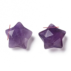 Amethyst Natural Amethyst Charms, Star, Faceted, 13~13.5x14~14.5x6~6.5mm, Hole: 0.8mm