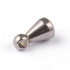 Stainless Steel Color 304 Stainless Steel Charms, Chain Extender Drop, Teardrop, Stainless Steel Color, 6x3mm, Hole: 1mm