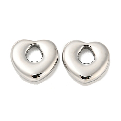 Stainless Steel Color 304 Stainless Steel Charms, Heart Charm, Stainless Steel Color, 12x12x3mm, Hole: 5x4mm